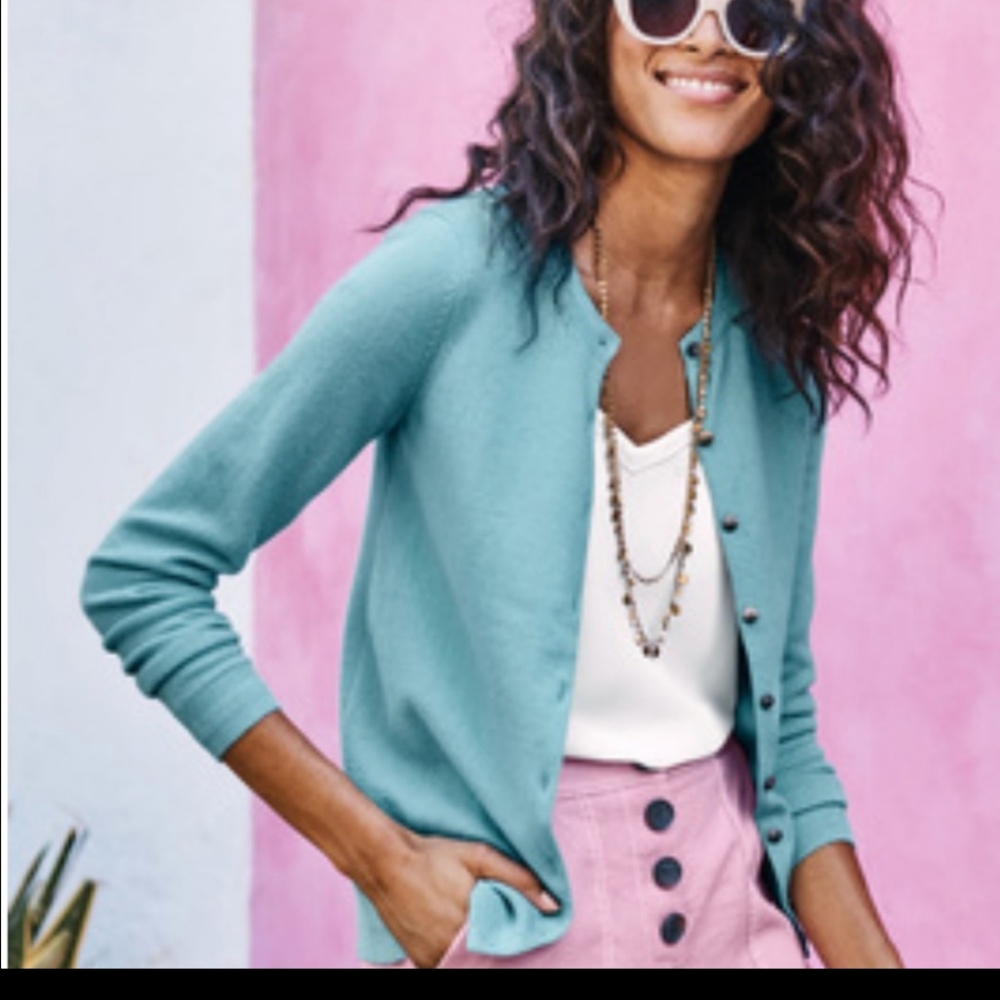 Mint Green Boden Cashmere Cardigan Sweater